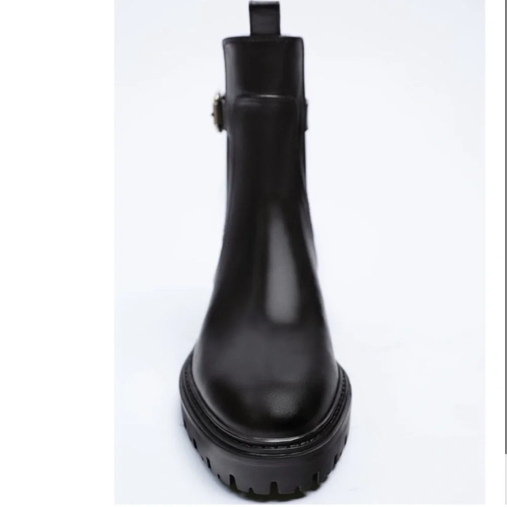 Zara Leather Ankle Moto Boots, EU 37 - Picture 4 of 16